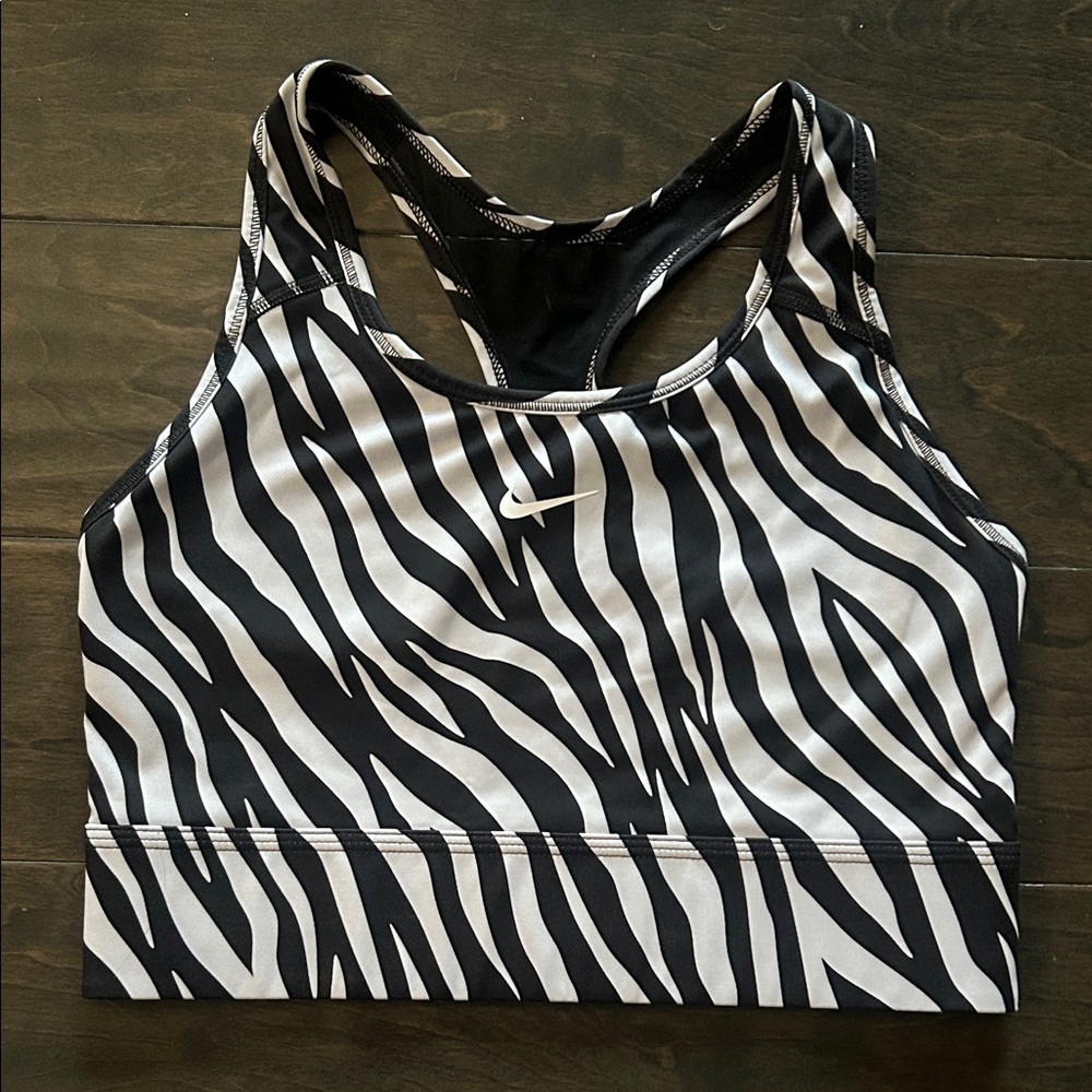 Nike Black and White Zebra Print Sports Bra